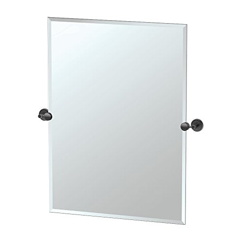 Gatco 4249MXS Latitude II Frameless Rectangle Pivot Mirror, 31.5 Inch, Matte Black