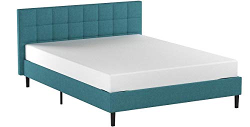 Modway Linnea Upholstered Teal Queen Platform Bed with Wood Slat Support