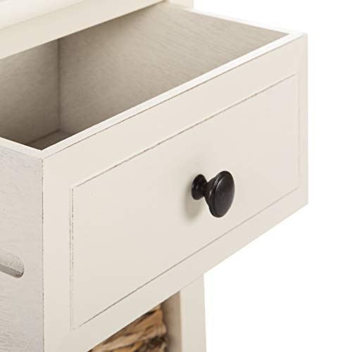 Safavieh Home Collection Everly Drawer Vintage White 1-Drawer 2 Removable Baskets Side Table