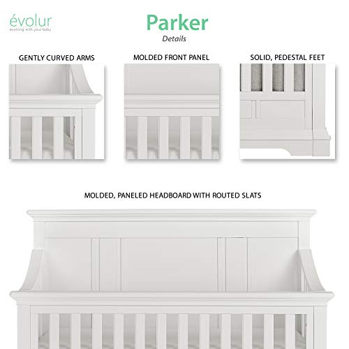 Evolur Parker 5 in 1 Convertible Crib in 2 Tone, White and Dove Grey