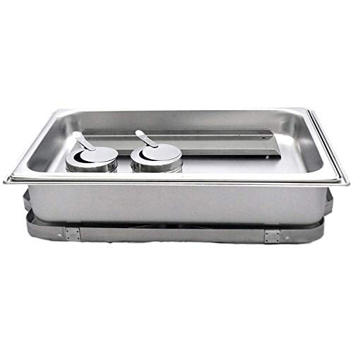 TigerChef 8 Quart Full Size Stainless Steel Chafer with Folding Frame and Cool-Touch Handle and 2 Half Size Chafing Dishes Food Pans 3 Pack