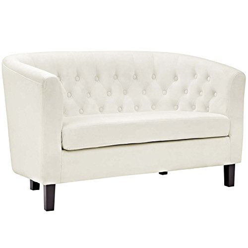 Modway Prospect Velvet Upholstered Contemporary Modern Loveseat In Ivory