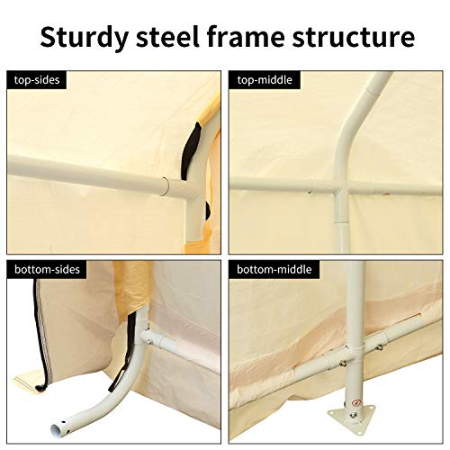10'x 17' Portable Carport Car Garages Shelters Heavy Duty, 8 Steel Legs, Beige, Waterproof, Anti-Exposure