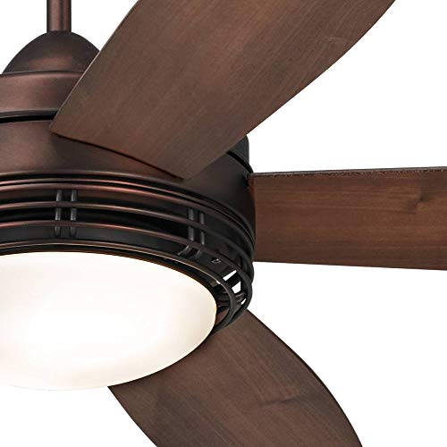 60in Casa Province Modern Outdoor Ceiling Fan with Light LED Remote Control Oil Brushed Bronze Reversible Dark Walnut