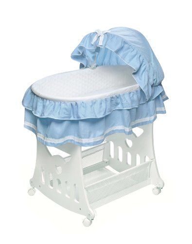 Portable Rocking Baby Bassinet with Toybox Base, Short Skirt, and Pad