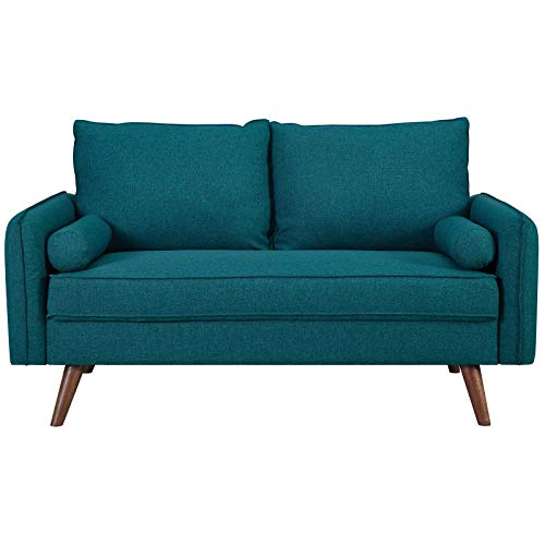 Modway Revive Contemporary Modern Fabric Upholstered Loveseat In Teal