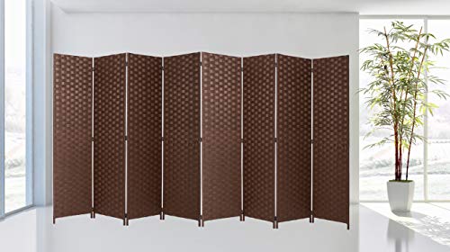 Legacy Decor Bamboo Woven Panel Room Divider, Privacy Partition Screen, 8 Panel Brown Color