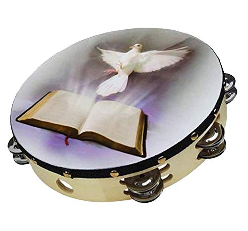 10-Pack 10" Dove Bible Tambourine Double Row Jingle Percussion Instrument Church