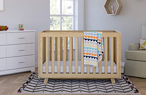 Stork Craft Storkcraft Beckett 3-in-1 Convertible Crib Fixed Side Crib, Solid Pine & Wood Product Construction, Converts to Toddler Bed Day Bed or Full Bed (Mattress Not Included), Natural