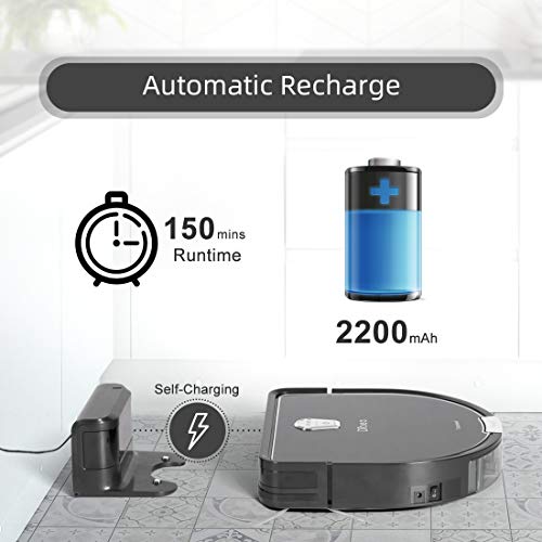 Dibea Upgraded Robotic Vacuum and Mop Cleaner, Strong Suction Self-Charging Robot Vacuum Cleaner for Pet Hair, Carpet & Hard Floor