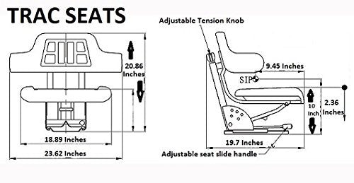 TRAC SEATS Yellow Suspension Tractor SEAT FITS John Deere 1020,1530,2020,2030,2040,2155, 2280, 5210 Brand(Same Day Shipping - GET IT Fast!! View Our Transit MAP)