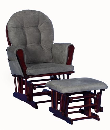 Storkcraft Custom Hoop Glider and Ottoman, Cherry/Grey