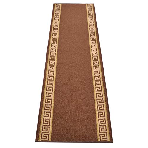 RugStylesOnline Custom Runner Meander Roll Runner 26 Inch Wide x Your Length Size Choice Slip Skid Resistant Rubber Back 7 Color Options (Brown, 30 ft x 26 in)