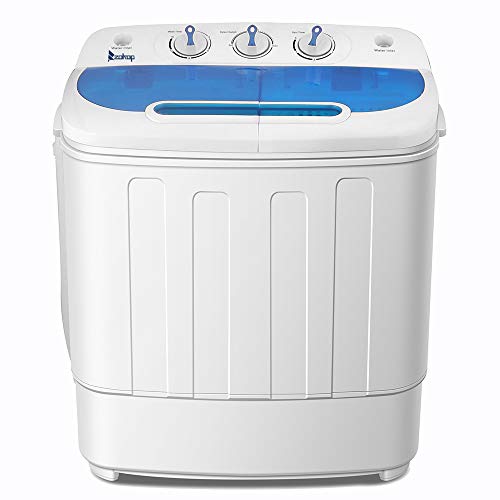 13Lbs Washing Machine Semi-automatic Portable Mini Compact Twin Tube Washing Machine US Standard (White + Blue)
