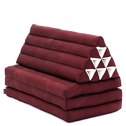 Leewadee 3-Fold Mat XXL with Triangle Cushion – Firm TV Pillow, Foldable Mattress with Cushion Made of Eco-Friendly Kapok, 67 x 31 inches, red