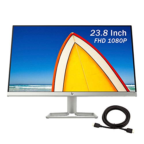 2021 HP 24f 23.8 Inch FHD (1920 x 1080) IPS LED Monitor, HDMI, VGA, AMD Radeon FreeSync, Silver + NexiGo 4K HDMI Cable Bundle