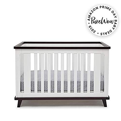 Delta Children Ava 3-in-1 Convertible Crib, White with Twinkle Stars Crib & Toddler Mattress