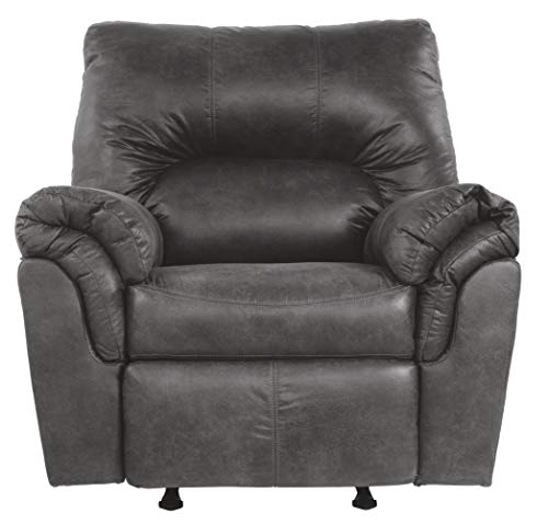 Signature Design by Ashley - Bladen Contemporary Plush Upholstered Rocker Recliner, Slate Gray