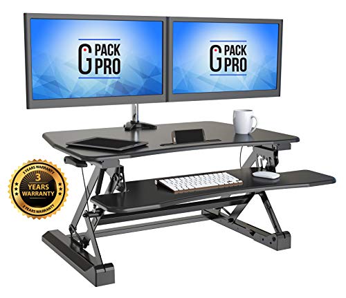 G-PACK PRO 70 Desktop Standing Desk Converter Sit To Stand Work Desk Riser Adjustable from 5.7in to 19.in Fits Dual Monitor