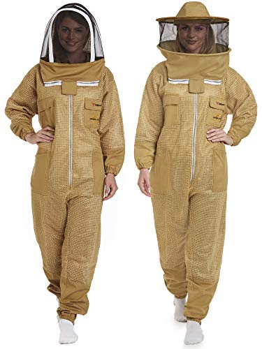 NATURAL APIARY - Zephyros Protect - Ventilated Beekeeping Suit – Total Protection for Professionals and Beginners - X Large - Khaki