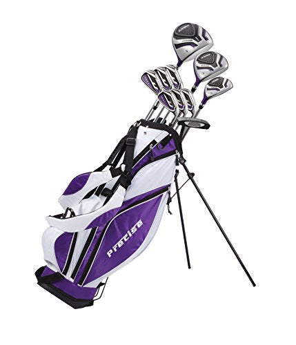 Precise Premium Ladies Womens Complete Golf Clubs Set Includes Driver, Fairway, Hybrid, S.S. 5-PW Irons, Putter, Stand Bag, 3 H/C's (Purple, Left Hand)
