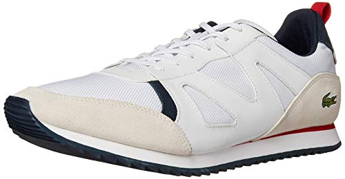 Lacoste Men's Aesthet Sneaker, White/Navy/Red, 9.5 Medium US