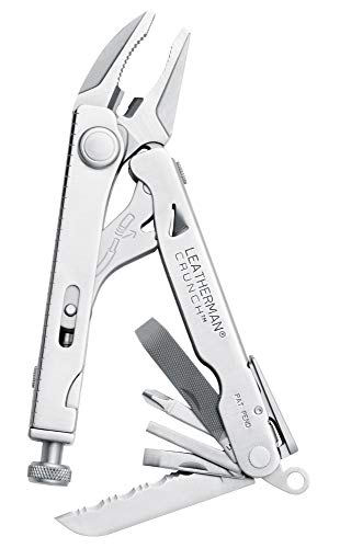 LEATHERMAN, Crunch Multitool with Folding Locking Pliers and Pin Vise, Stainless Steel with Nylon Sheath (FFP)