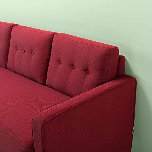 Zinus SSMC-RE Mikhail Mid-Century Upholstered 76.4 Inch Sofa / Living Room Couch, Ruby Red Weave