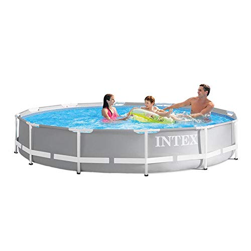 Intex 26710EH Prism 12ft x 30in Prism Frame Outdoor Above Ground Round Swimming Pool with Easy Set-Up & Fits up to 6 People (Filter Pump Not Included)