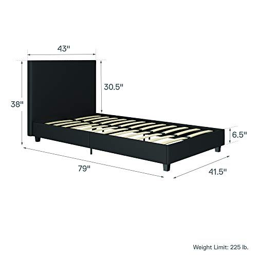 Carley Upholstered Bed, White Faux Leather, Twin