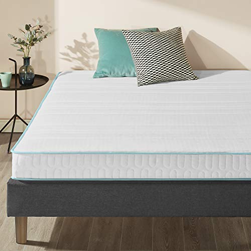 Zinus 6 Inch Mint Green Memory Foam Hybrid Spring Mattress, Queen