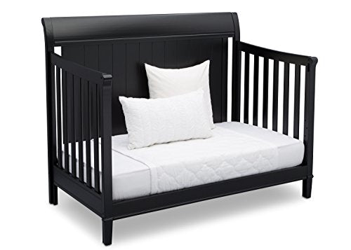 Delta Children New Haven 4-in-1 Convertible Crib, Charcoal Grey with Twinkle Stars Crib & Toddler Mattress