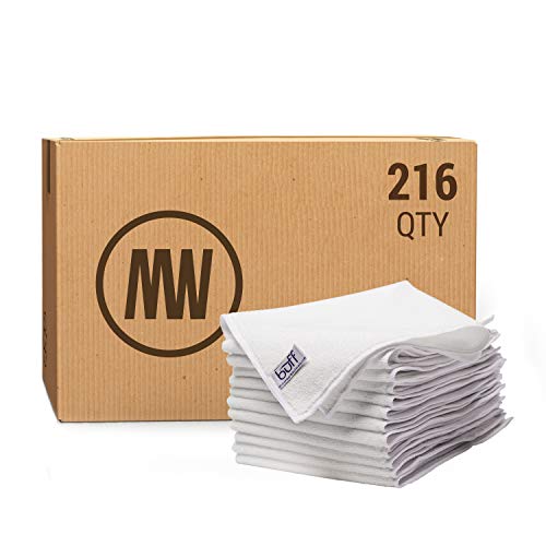 16" x 16" Buff Pro Multi Surface Microfiber Towels Bulk | Case: 216 Qty (White)