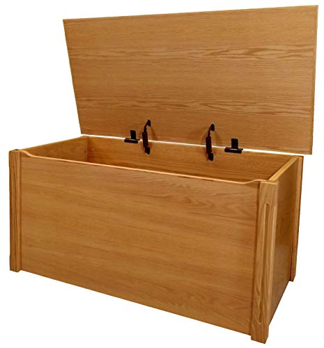 Large Oak Wooden Toy Box and Blanket Chest - All Wood - Optional Cedar Base (Cedar Base)
