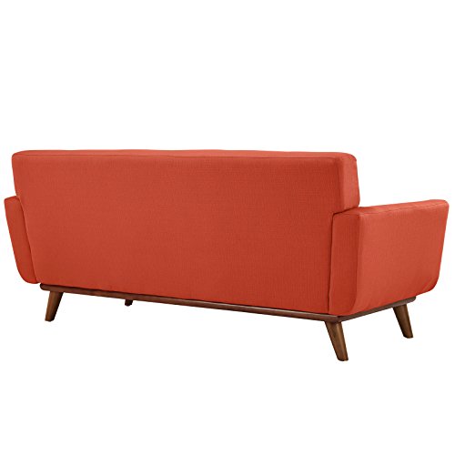 Modway Engage Mid-Century Modern Upholstered Fabric Loveseat In Atomic Red