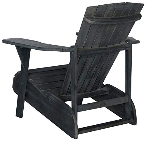 Safavieh PAT6727K Outdoor Collection Vista Grey Wine Glass Holder Adirondack Side Chair, Dark Slate Gray