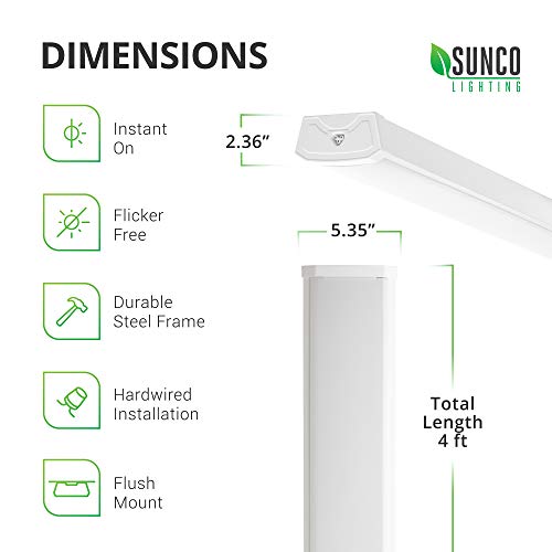 Sunco Lighting LED Wraparound Light Fixture 4FT, Garage Ceiling Lights for Workshop, Linkable, 300W Equivalent 40W, 3500 LM, 5000K Daylight, Integrated LED, Hardwired Surface Mount, ETL 8 Pack