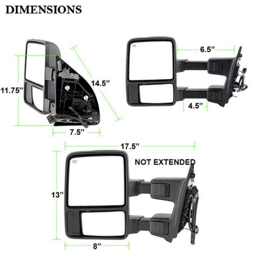 2 PCs of Premium Black Housing Heavy Duty Smoke Lens Tow Mirrors Fit for Ford 2008-2016 F250 F350 F450 F550 Super Duty - Smoke LED Signal + Power Adjustment + Heated + Dual Arm Telescoping