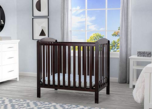 Delta Children Emery Mini Convertible Baby Crib with Mattress, Dark Chocolate