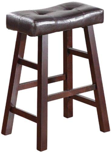 Legacy Decor 4 24" or 29" Dark Espresso Wood Bar Stools with Bonded Faux Leather Seat (29" High)