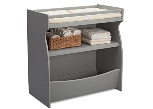 Delta Children 2-in-1 Changing Table and Storage Unit with Changing Pad, Grey