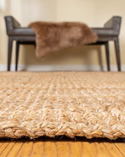 NaturalAreaRugs Meera Area Rug Natural Jute Cotton Hand-Loomed, 6' x 9'