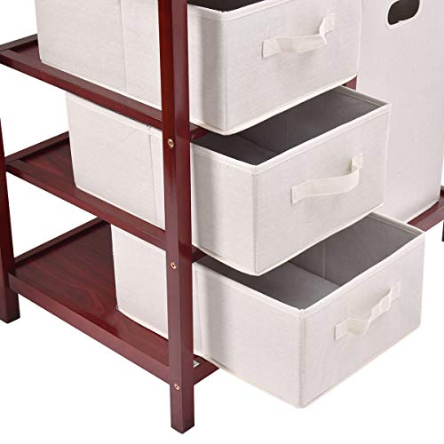 Costzon Baby Changing Table Basket Hamper Infant Diaper Nursery Station (Wine)