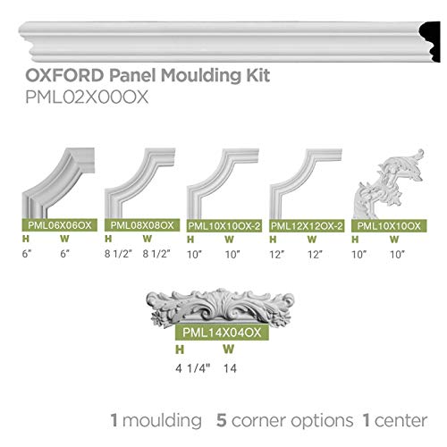 Ekena Millwork PML14X04OX-CASE-12 Panel Moulding Center (12-Pack), 14 7/8"W x 4 1/4"H, Factory Primed, 12 Count