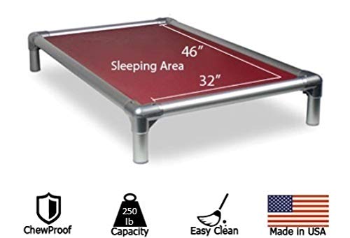 Kuranda All-Aluminum (Silver) Chewproof Dog Bed - XXL (50x36) - 40 oz. Vinyl - Black