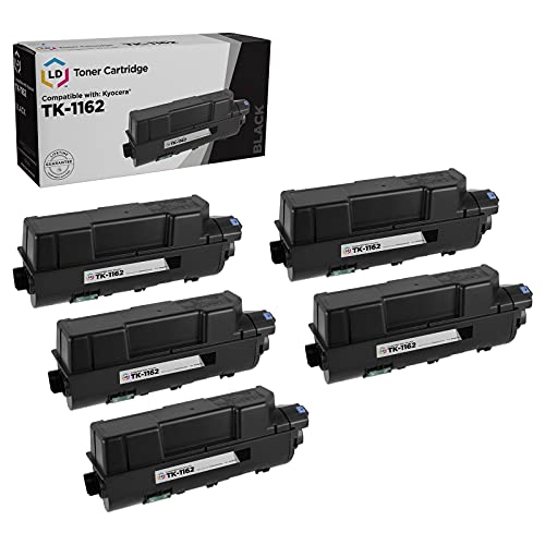 LD Compatible Toner Cartridge Replacement for Kyocera 1T02RY0US0 TK-1162 (Black, 5-Pack)