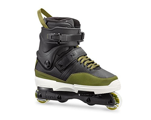 Rollerblade NJ Pro Unisex Adult Street Inline Skate, Black and Army Green, Premium Inline Skates, 9