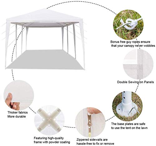 10'x30' Party Canopy Tent Outdoor Wedding Waterproof Gazebo Pavilion w/5 Removable Sidewalls Heavy Duty Camping Shelter BBQ Pavilion Canopy, White
