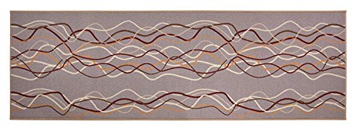 Custom Size Runner Stripes Geometric Abstract Design 26" W x Length Choice Slip Skid Resistant Rubber Back Grey Multi Color, 33ft x 26"