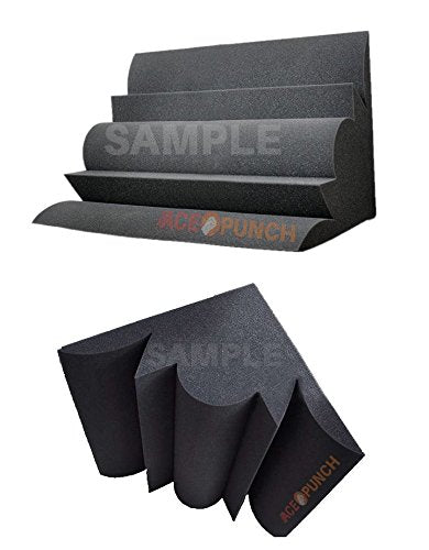 Acepunch 8 Pack Black Bass Trap Acoustic Foam Panel DIY Design Studio Soundproofing Wall Tiles Sound Insulation 11.8" x 11.8" x 19.6" AP1036